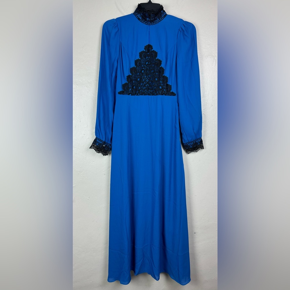 Clocolor Blue Maxi Dress Black Lace NWT size Large cosplay vintage style ttpd